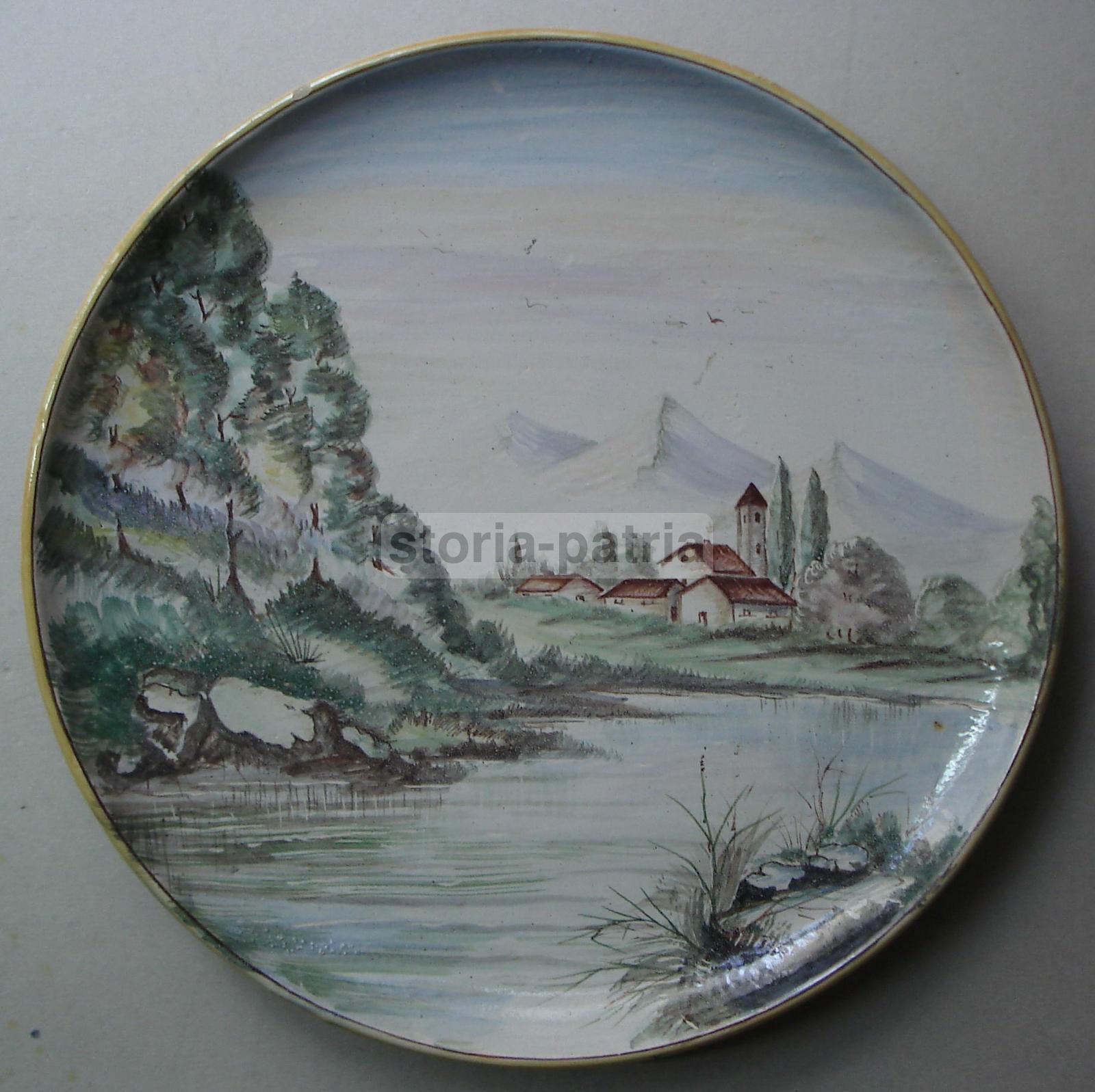 Abruzzo, Teramo, Giulianova, Fuina, Decorativo Paesaggio, Ceramica Da Collezione, 900 immagine 1