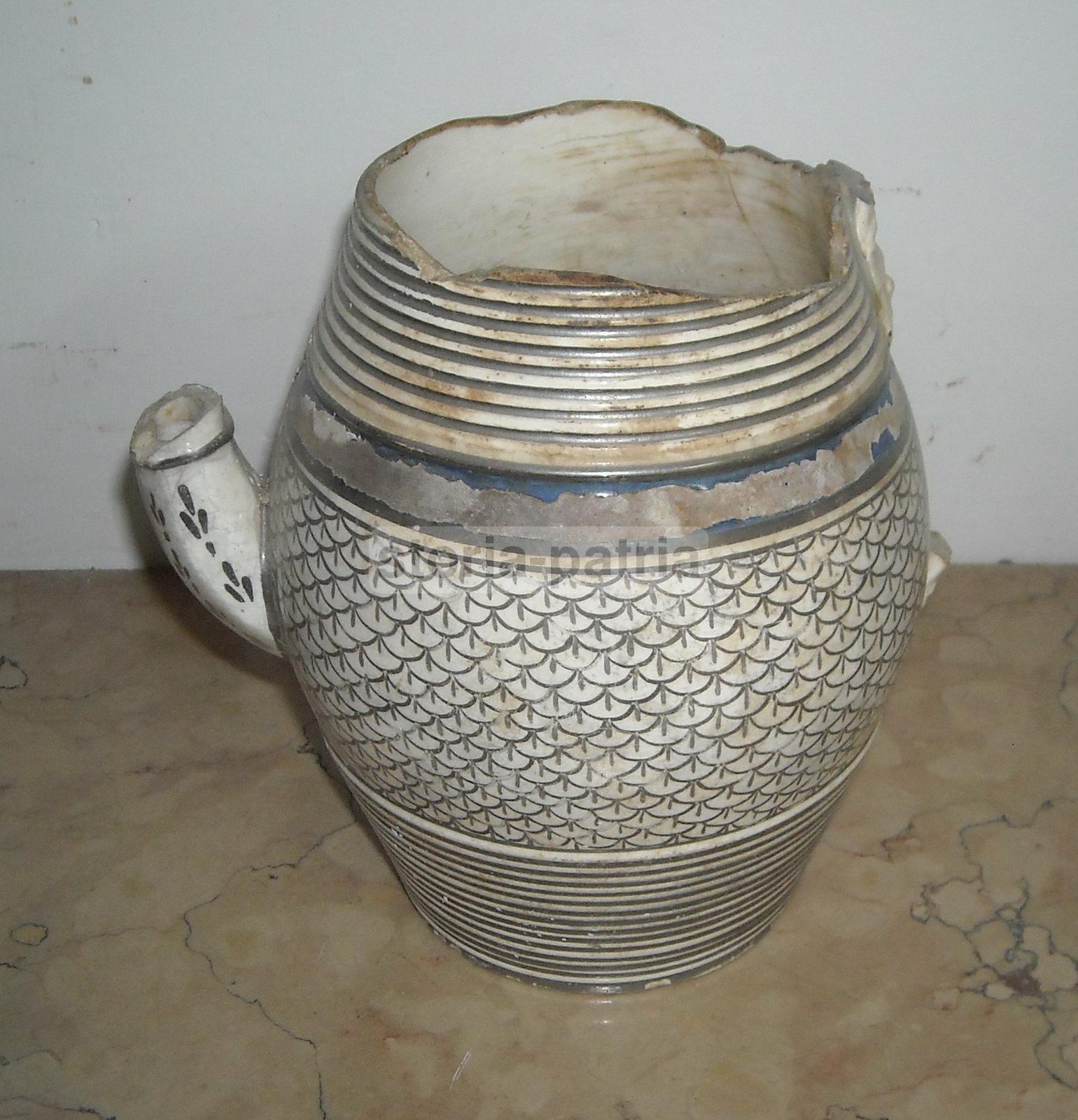 Antica Ceramica Napoletana, Elegante Decoro, Brocca Da Collezione, Da Restaurare immagine 3