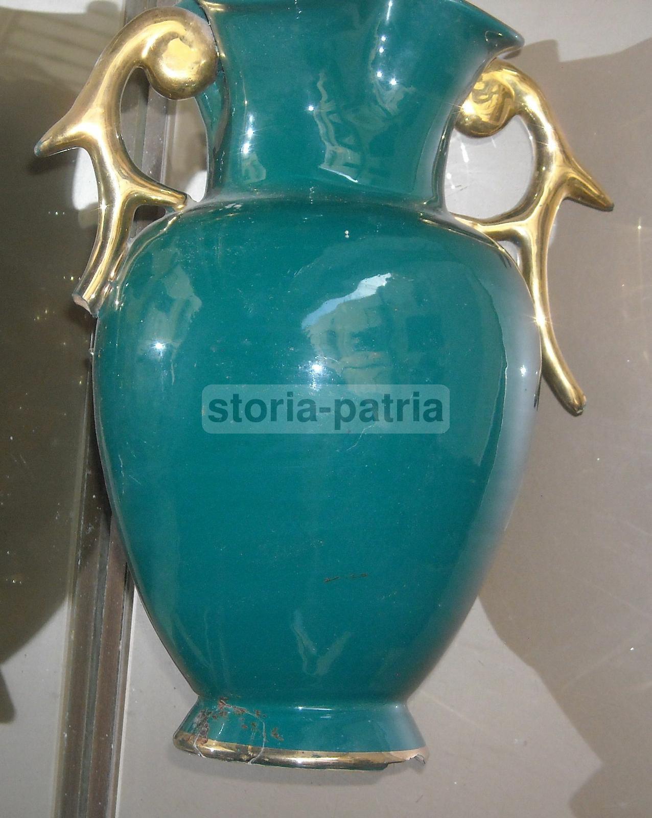 Arte Decorativa, Design, Elegante Vaso Soprammobile, Decori Floreali Dorati Rilievo immagine 3