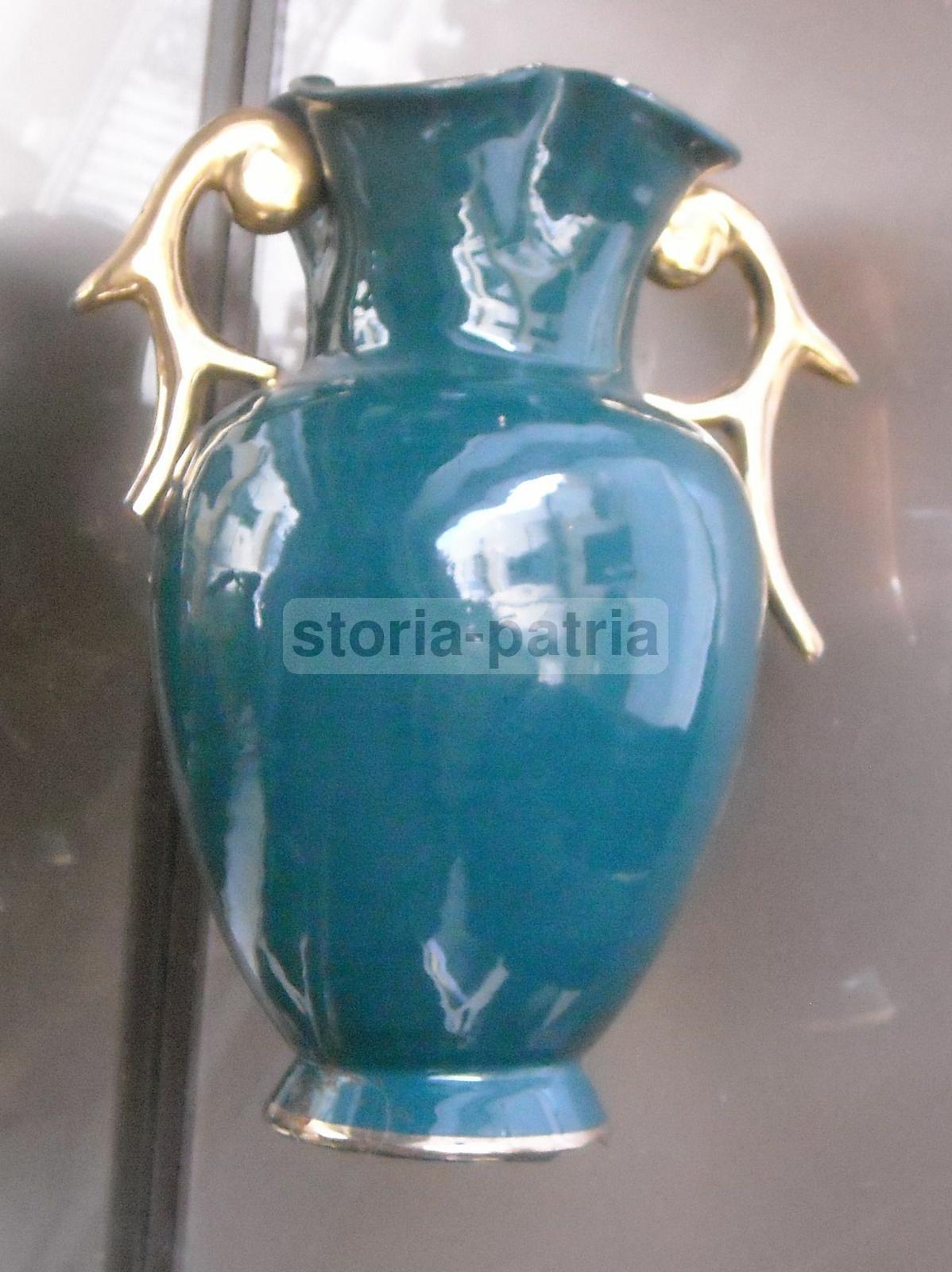 Arte Decorativa, Design, Elegante Vaso Soprammobile, Decori Floreali Dorati Rilievo immagine 4