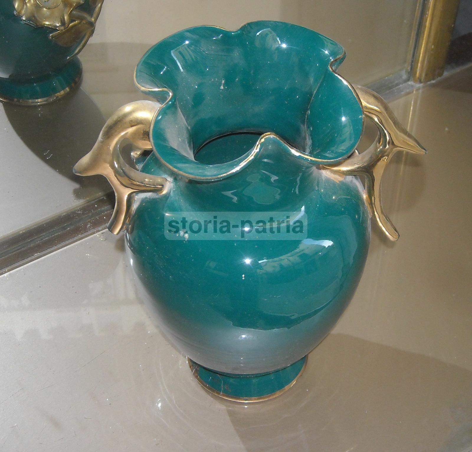 Arte Decorativa, Design, Elegante Vaso Soprammobile, Decori Floreali Dorati Rilievo immagine 9