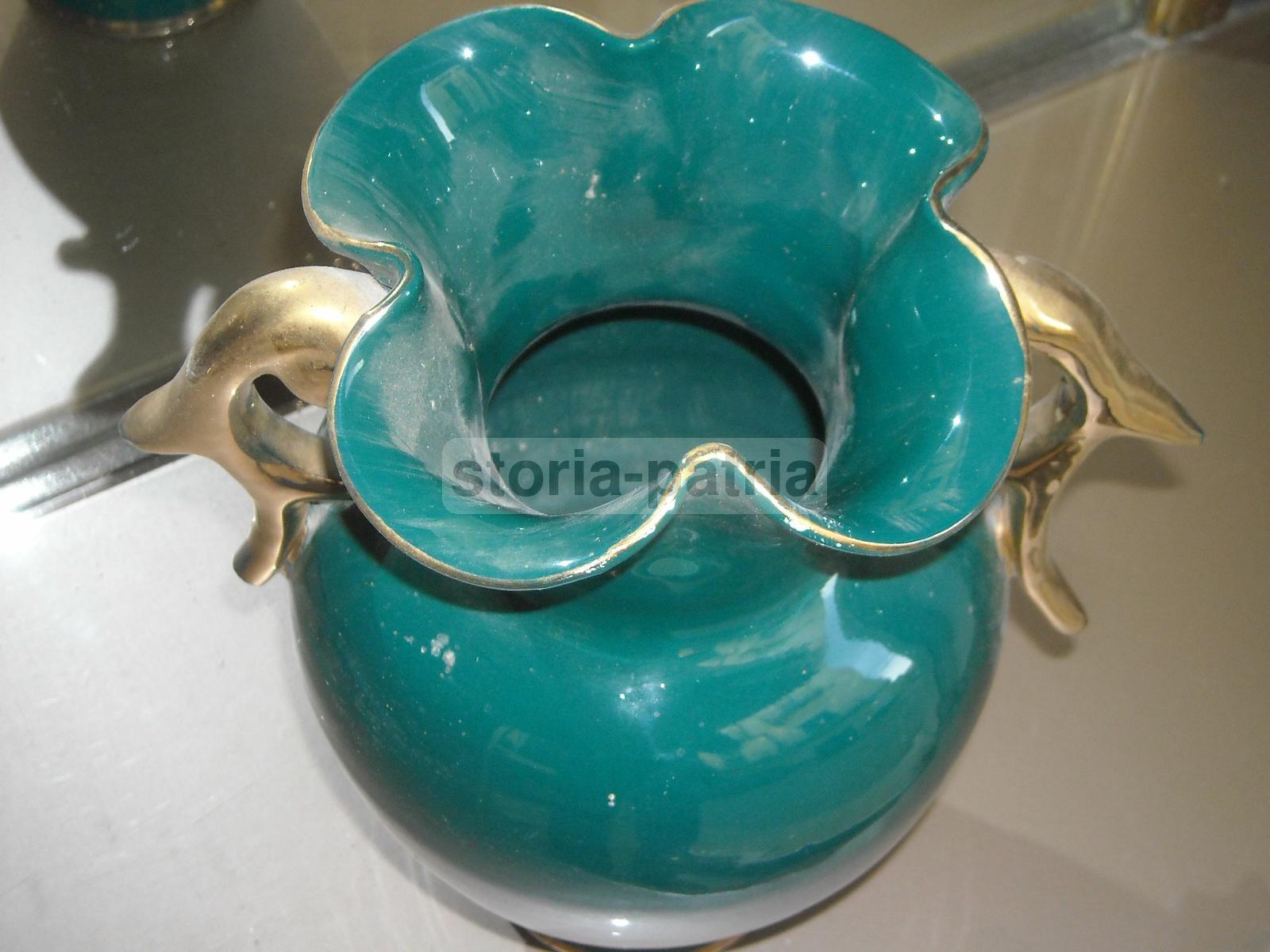 Arte Decorativa, Design, Elegante Vaso Soprammobile, Decori Floreali Dorati Rilievo immagine 10