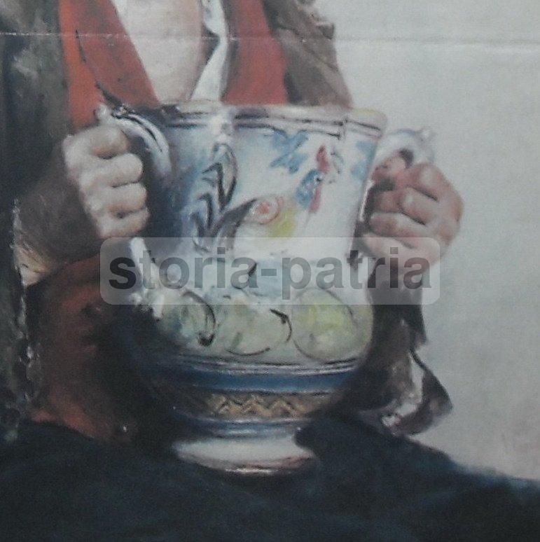 Arte Dellottocento Napoletano, Caprile, Anziano Con Boccale Di Vino, Folklorica immagine 2
