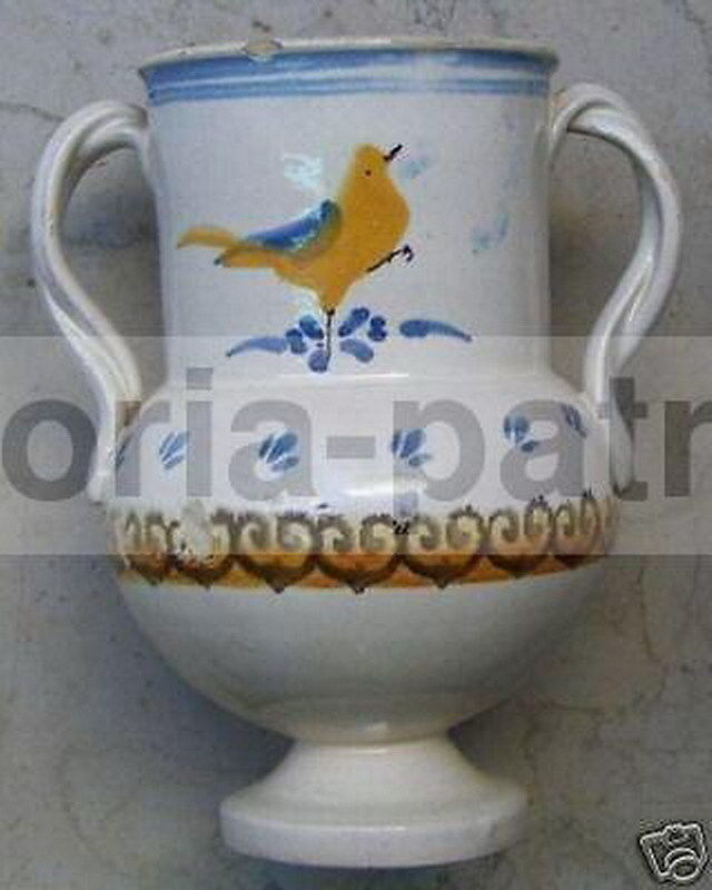Arte Popolare Meridionale, Puglia, Grottaglie, Antico Boccale, Vino, Acqua, Decorato immagine 2