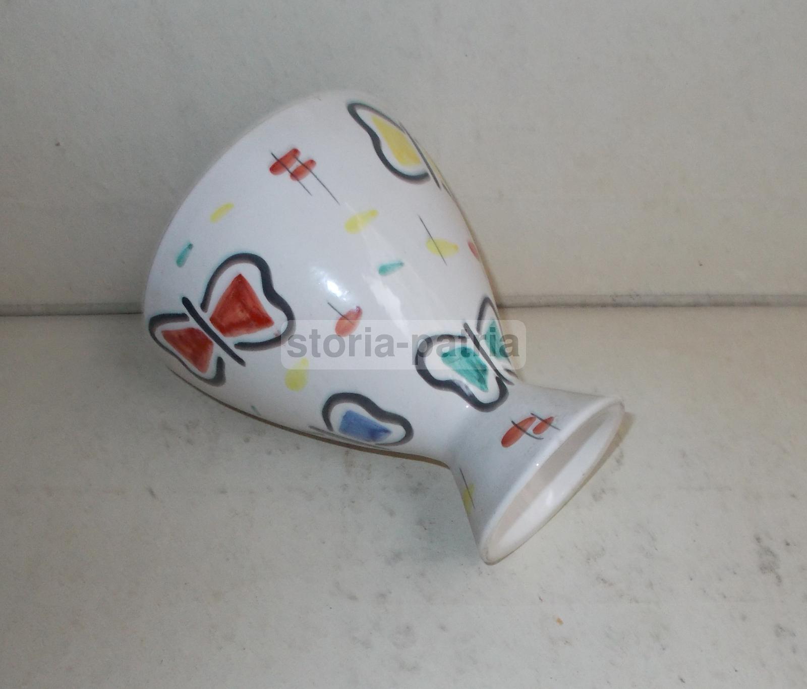 Artistica Ceramica, Bella Decorazione Policroma, Farfalle, Cunardo, Coronetti, Vaso immagine 2