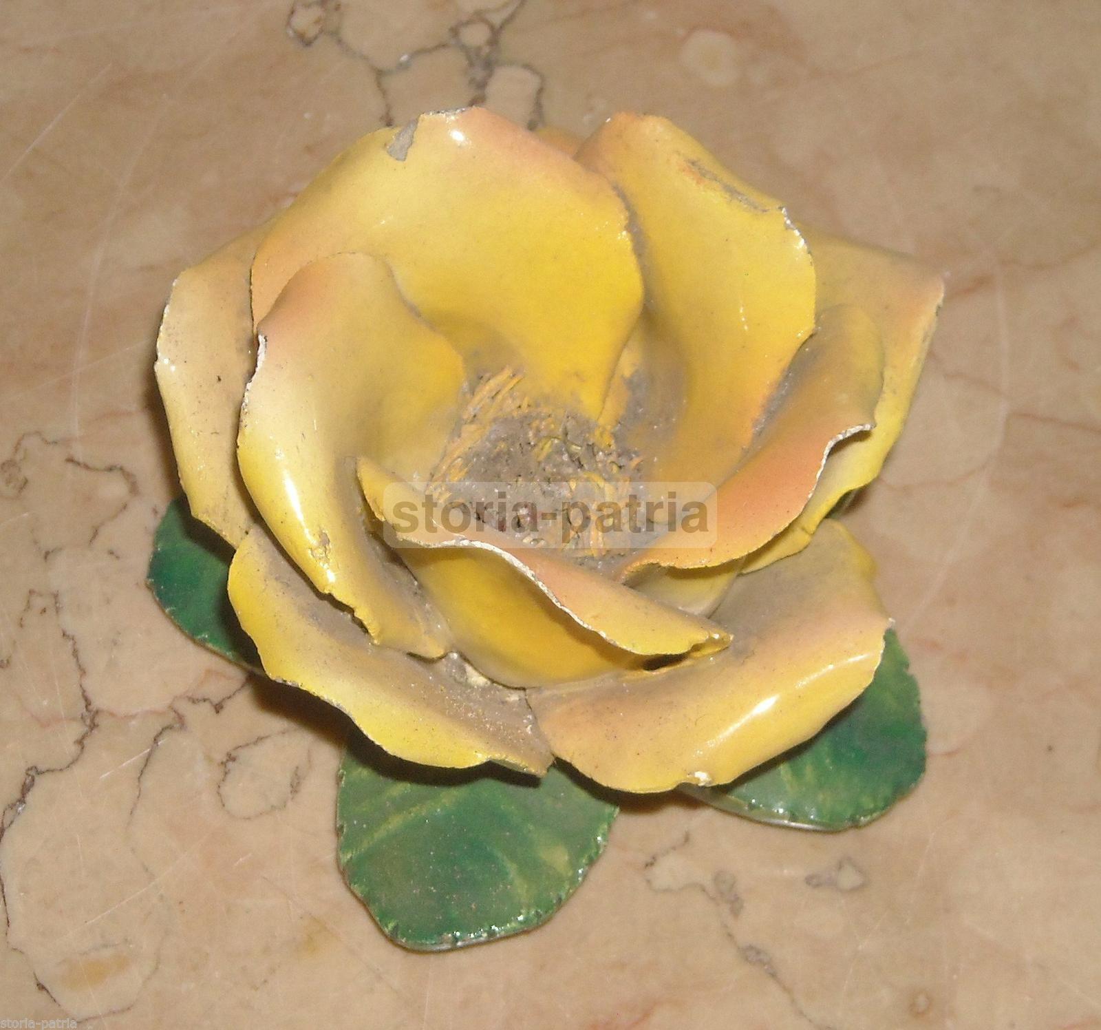 Artistico Fiore, Botanica, Policroma Ceramica, Soprammobile Decorativo, Poggiacarte immagine 1