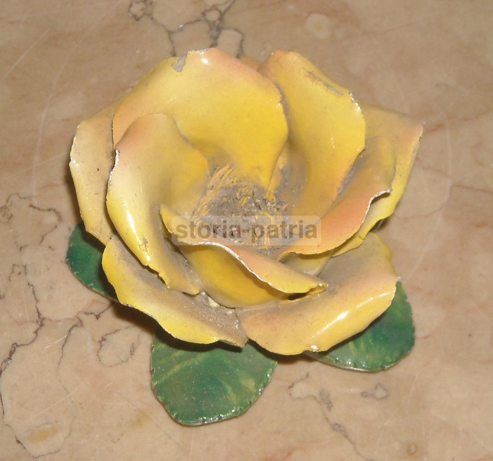 Artistico Fiore, Botanica, Policroma Ceramica, Soprammobile Decorativo, Poggiacarte immagine 1