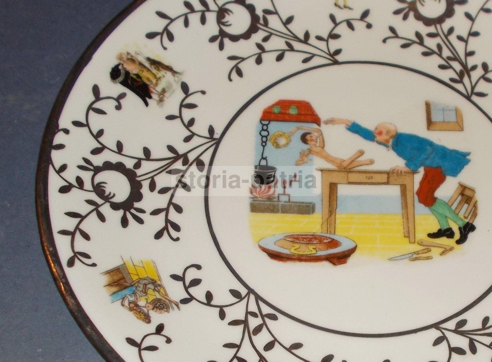 Avventure Di Pinocchio, Geppetto, Grillo, Inusuale Piatto, Figurato Fumettistico immagine 3