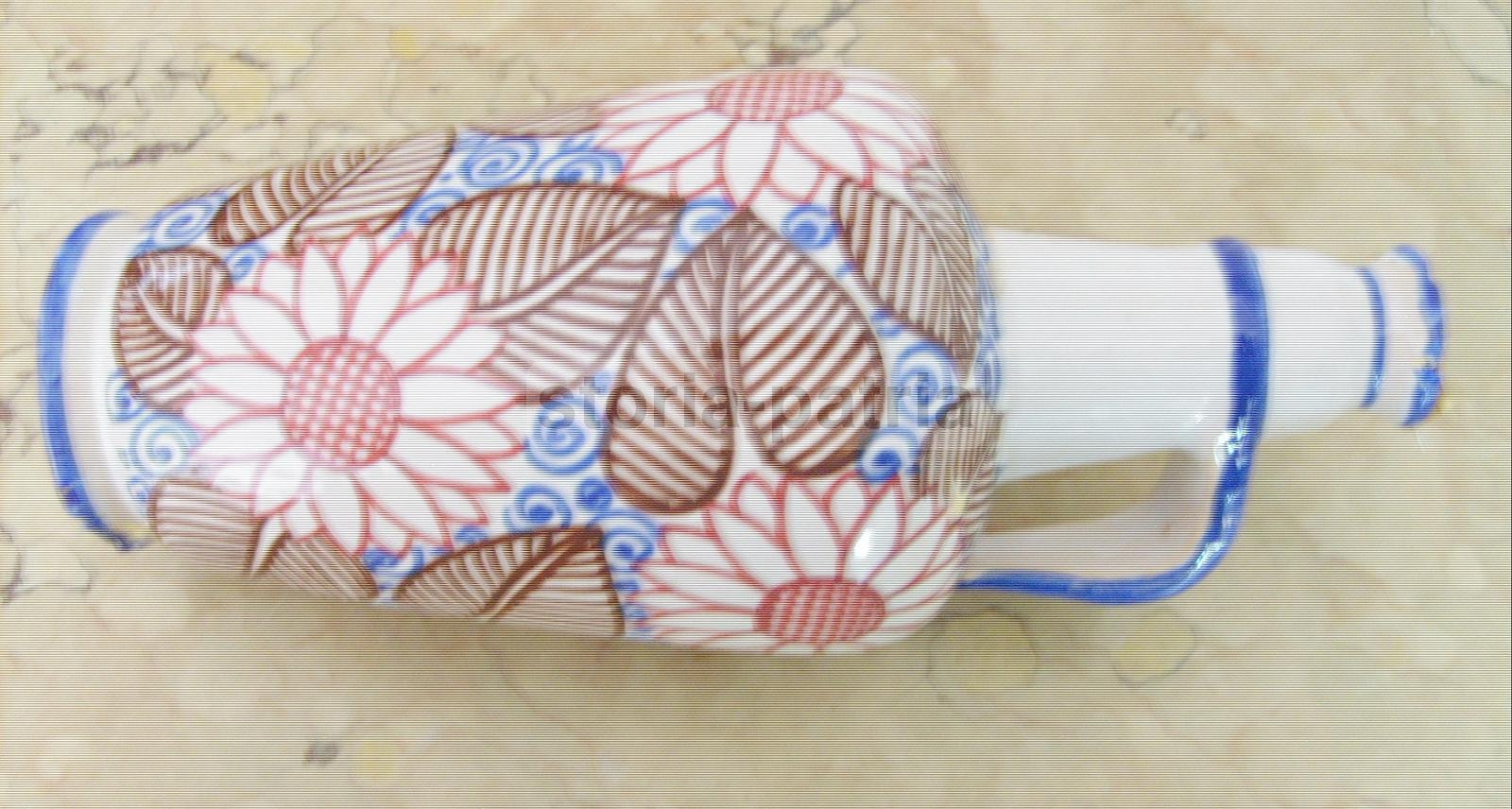 Faenza, Ceramica, Luxardo, Decorativa Bottiglia Pubblicitaria, Decoro Floreale, Bella immagine 3