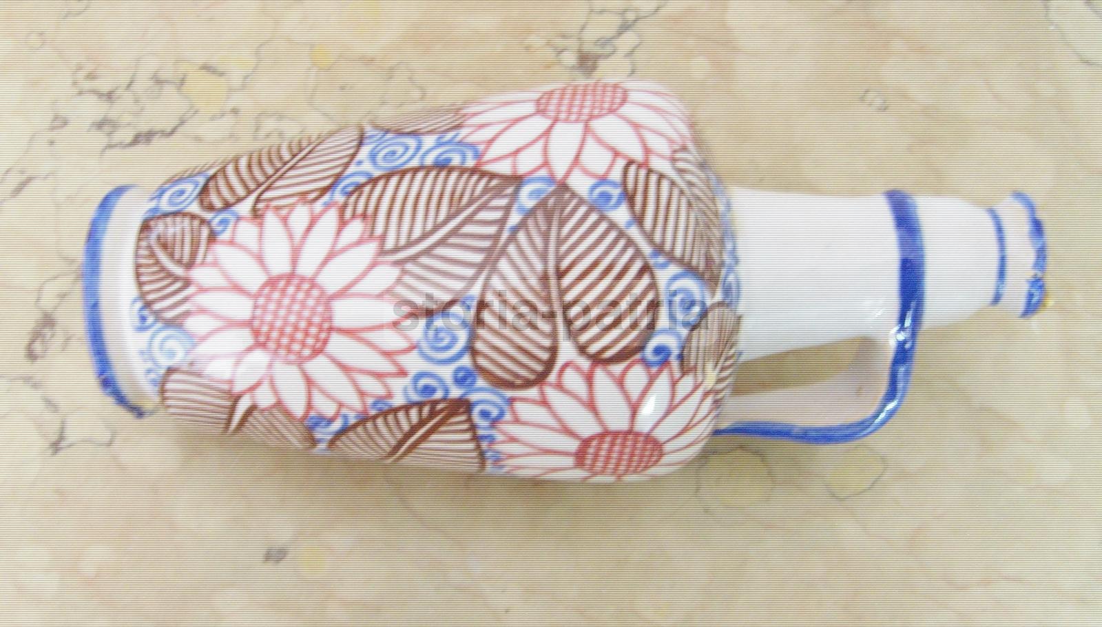 Faenza, Ceramica, Luxardo, Decorativa Bottiglia Pubblicitaria, Decoro Floreale, Bella immagine 4