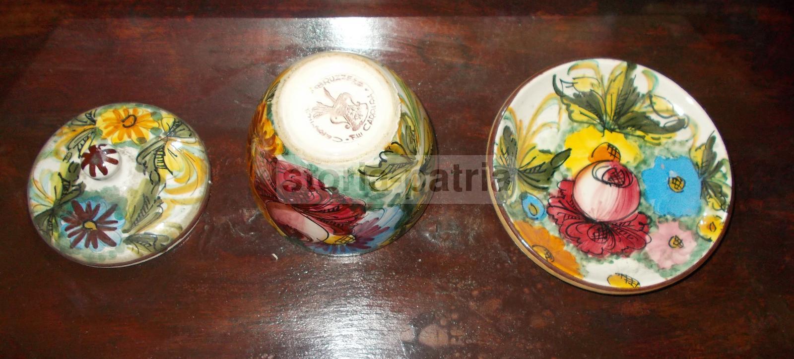 Graziosa Ceramica Da Collezione, Abruzzo, Carrara, Vistoso Decoro Floreale, d'Epoca immagine 4