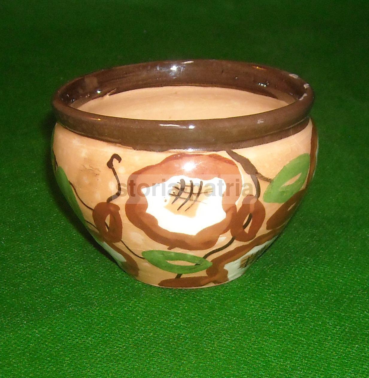 Graziosa Ceramica d'Epoca, Decoro Floreale Policromo, Piccolo Vaso Soprammobile immagine 3