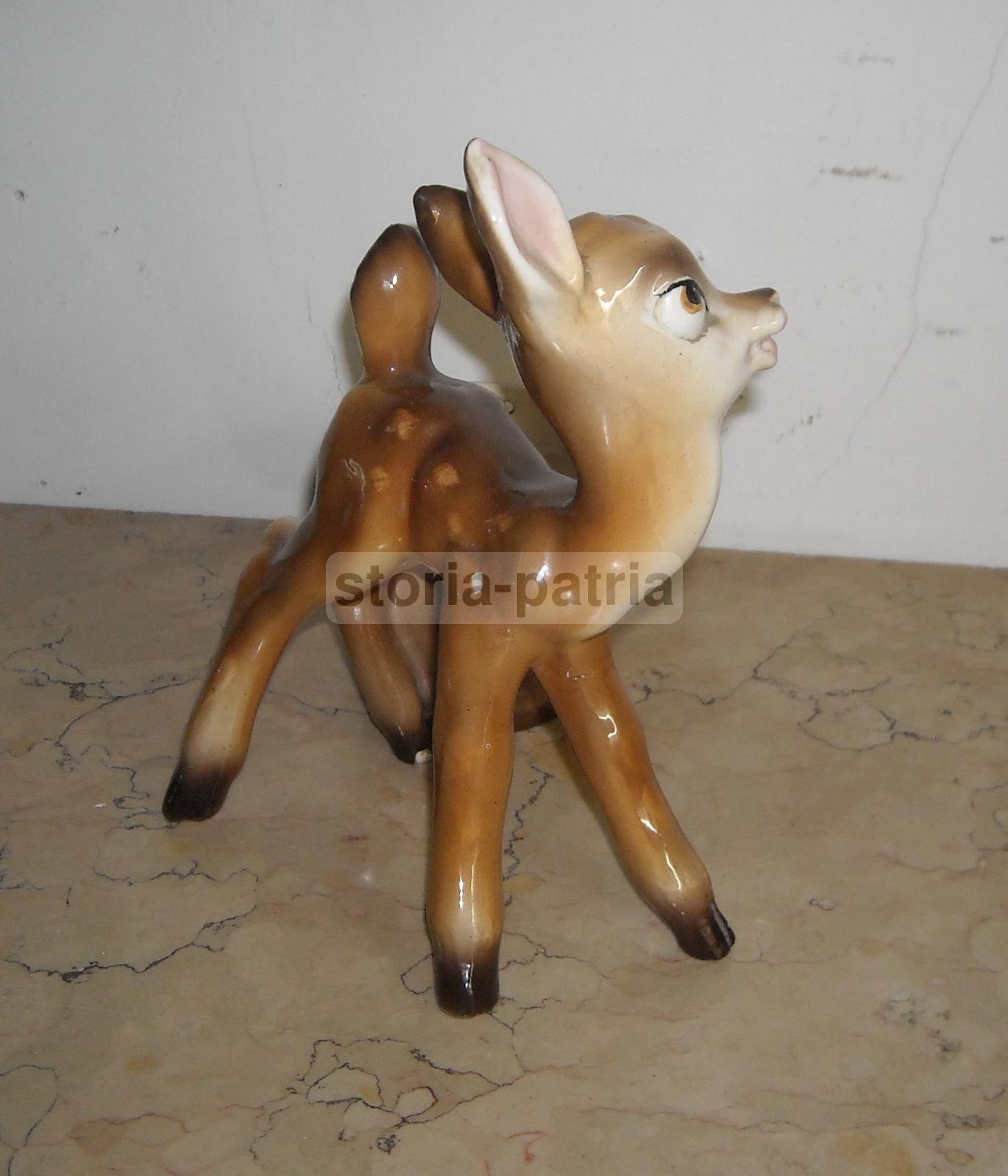 Graziosa Scultura In Ceramica, Cerbiatto Con Cesto, Decorativo Soprammobile, Utile immagine 3