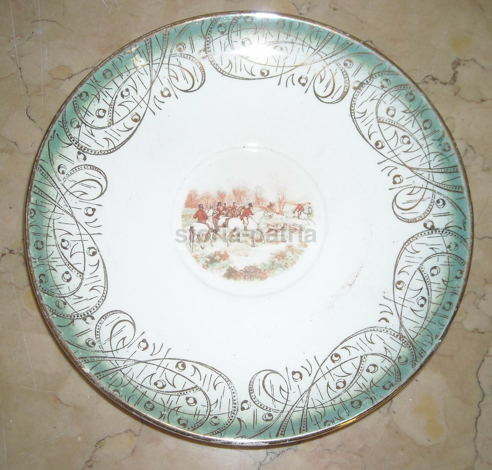 Grazioso Piatto Decorato, Bavaria, Caccia Alla Volpe, Cacciatori A Cavallo, Araldica immagine 1