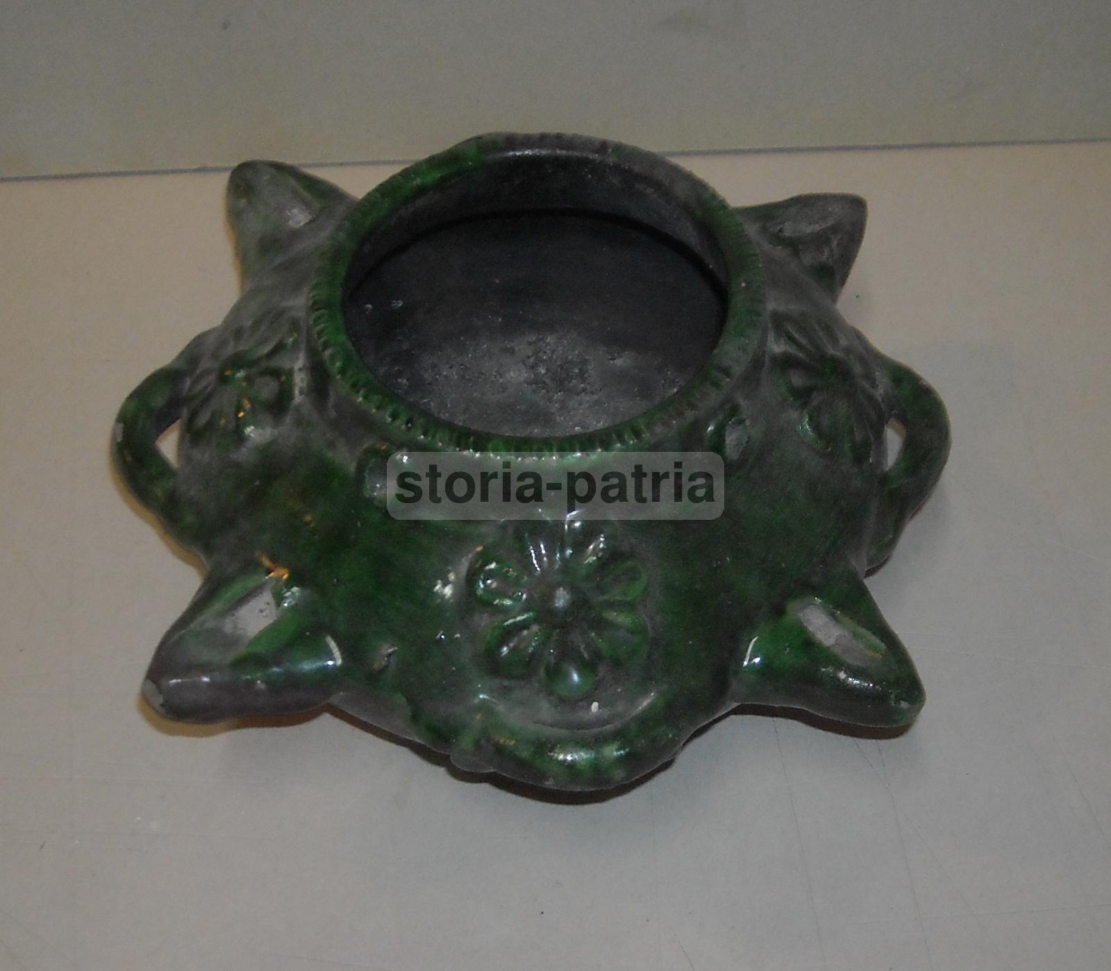 Inusuale Soprammobile, Decorativa Ceramica Smaltata Verde, Vaso Tipo Lampada, Utile immagine 1