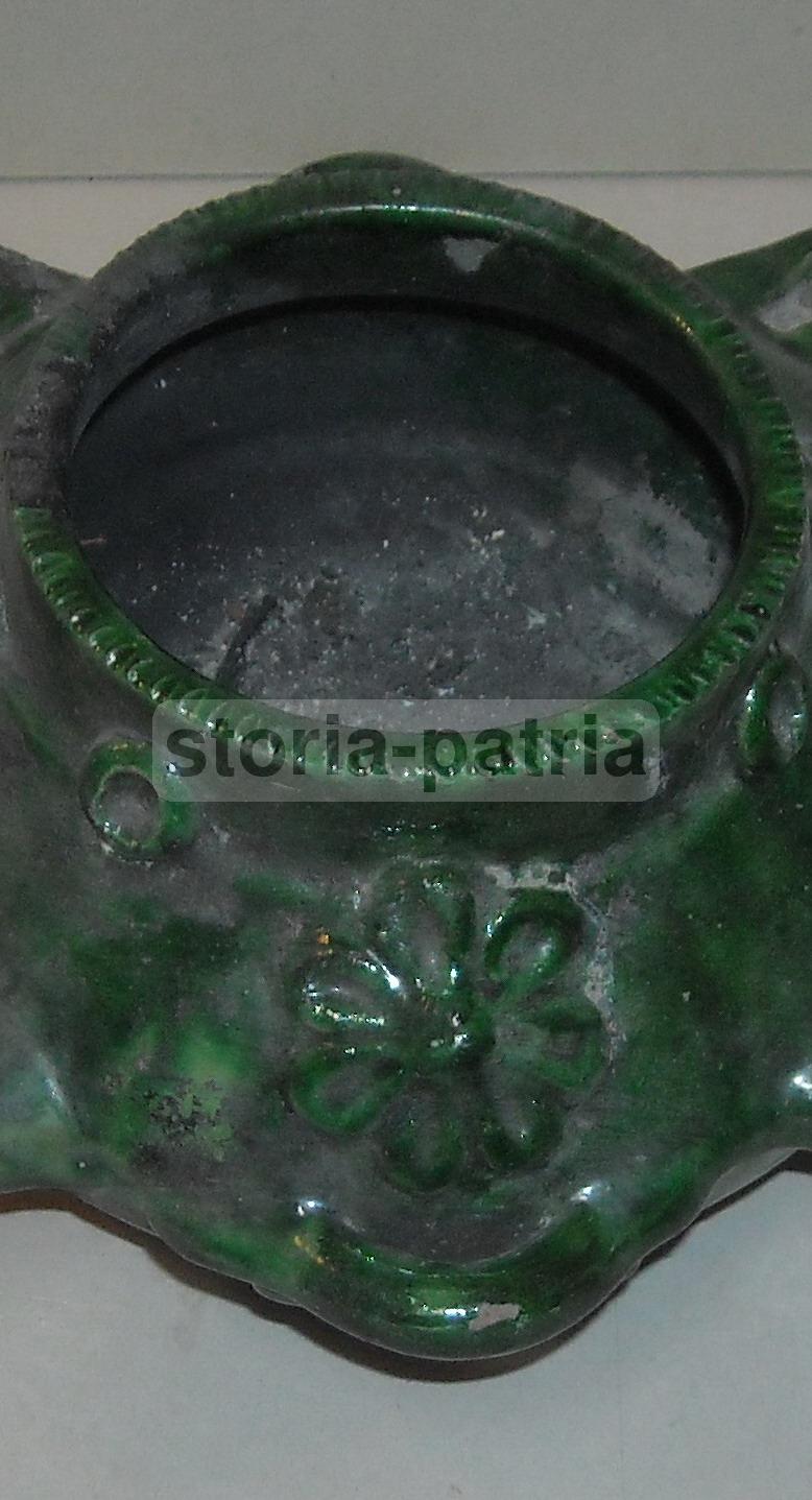 Inusuale Soprammobile, Decorativa Ceramica Smaltata Verde, Vaso Tipo Lampada, Utile immagine 2