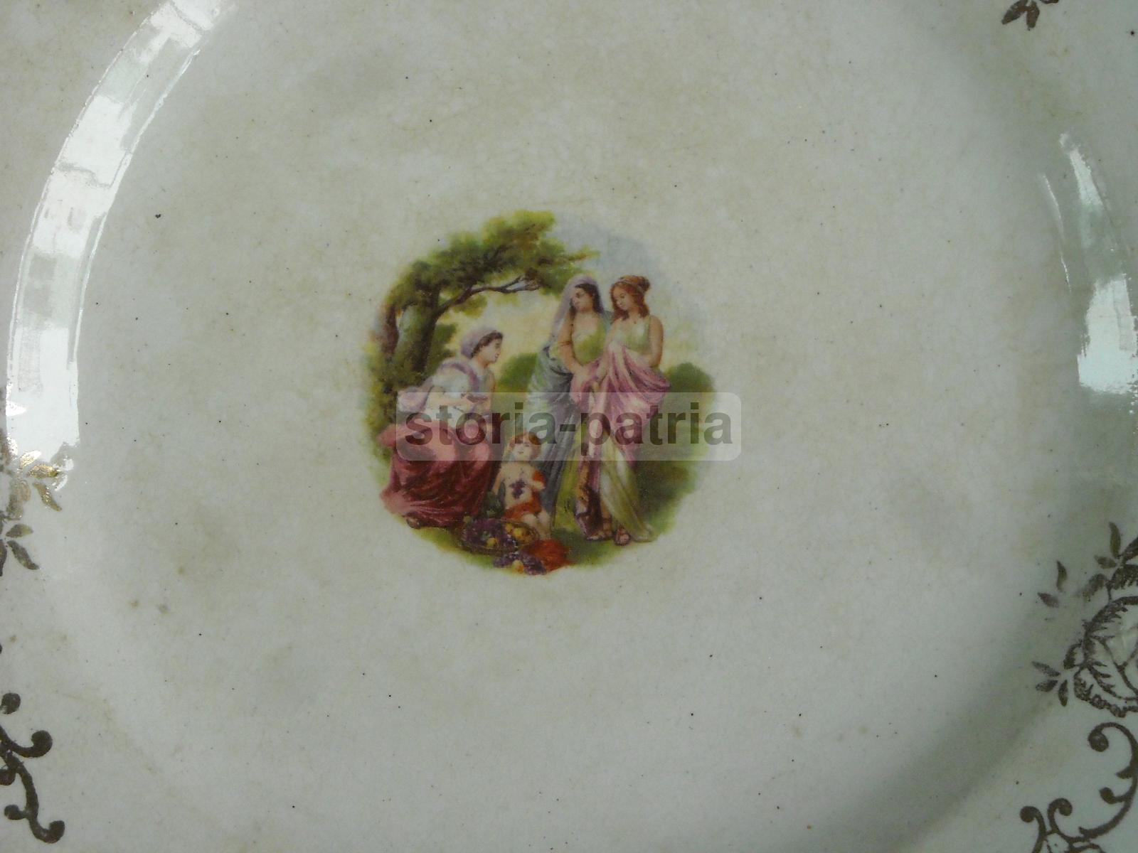 Laveno, Decorativo Piatto d'Epoca, Artistici Fregi, Miniatura Neoclassica, Verbano immagine 1