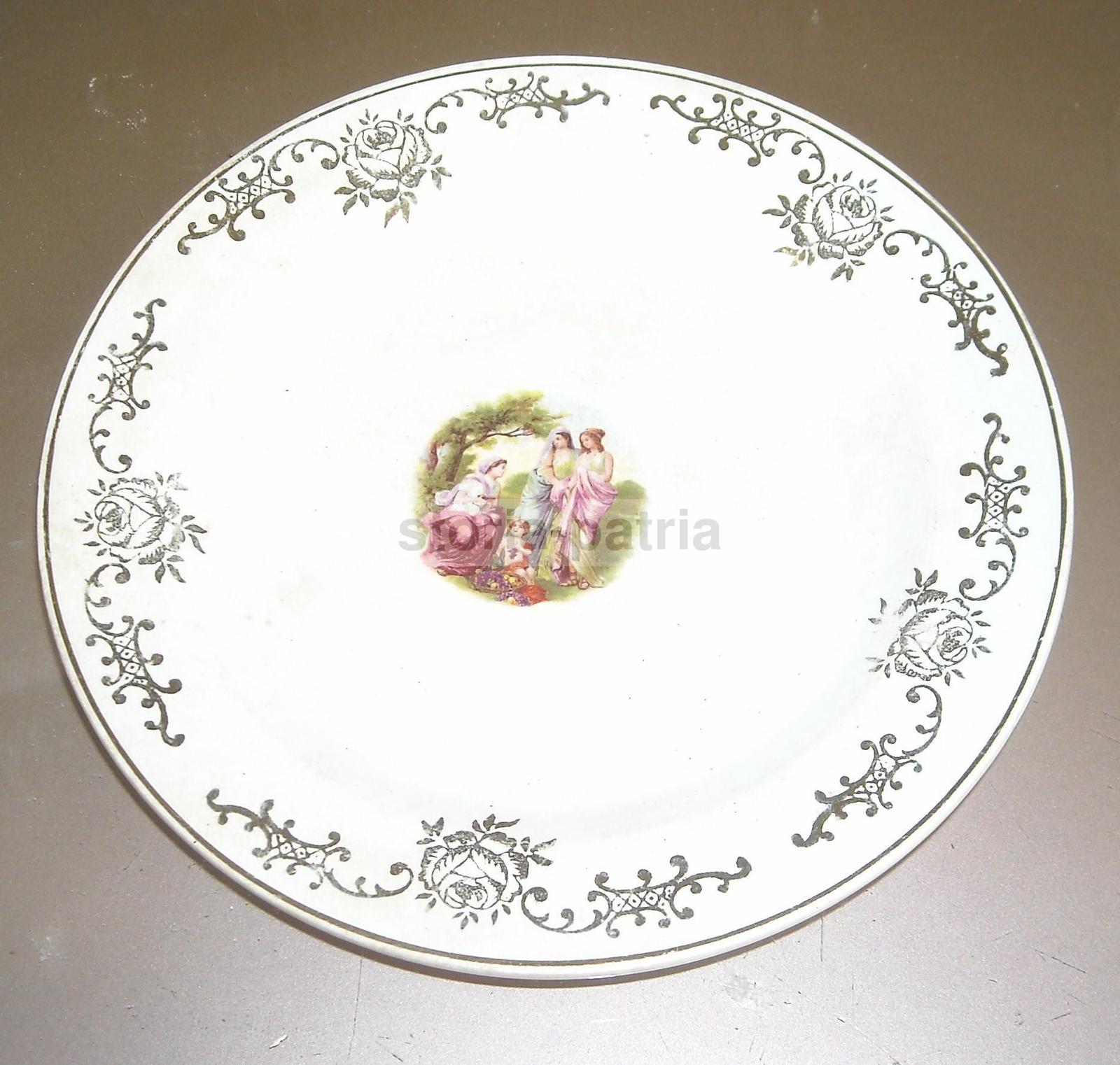 Laveno, Decorativo Piatto d'Epoca, Artistici Fregi, Miniatura Neoclassica, Verbano immagine 2