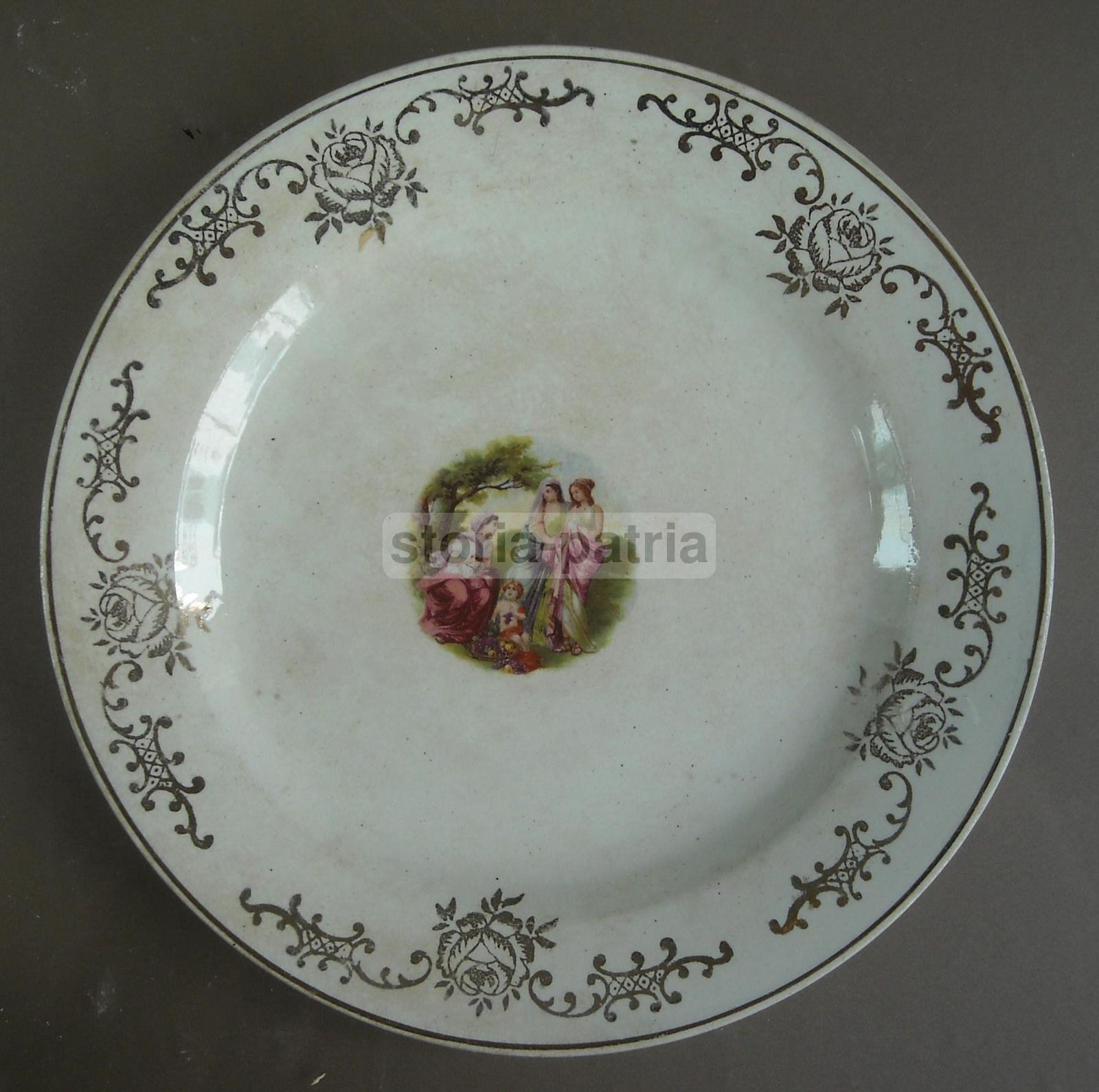 Laveno, Decorativo Piatto d'Epoca, Artistici Fregi, Miniatura Neoclassica, Verbano immagine 3