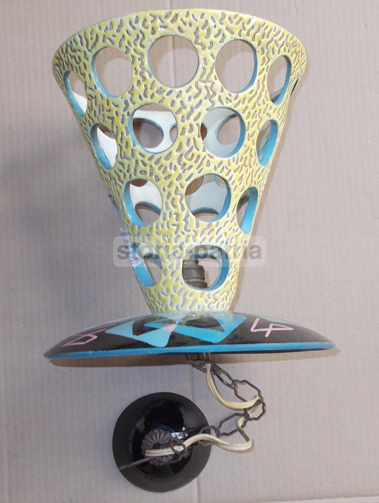 Modernariato, Design, Inusuale Artistico Lampadario, Ceramica, Da Collezione, Utile immagine 2