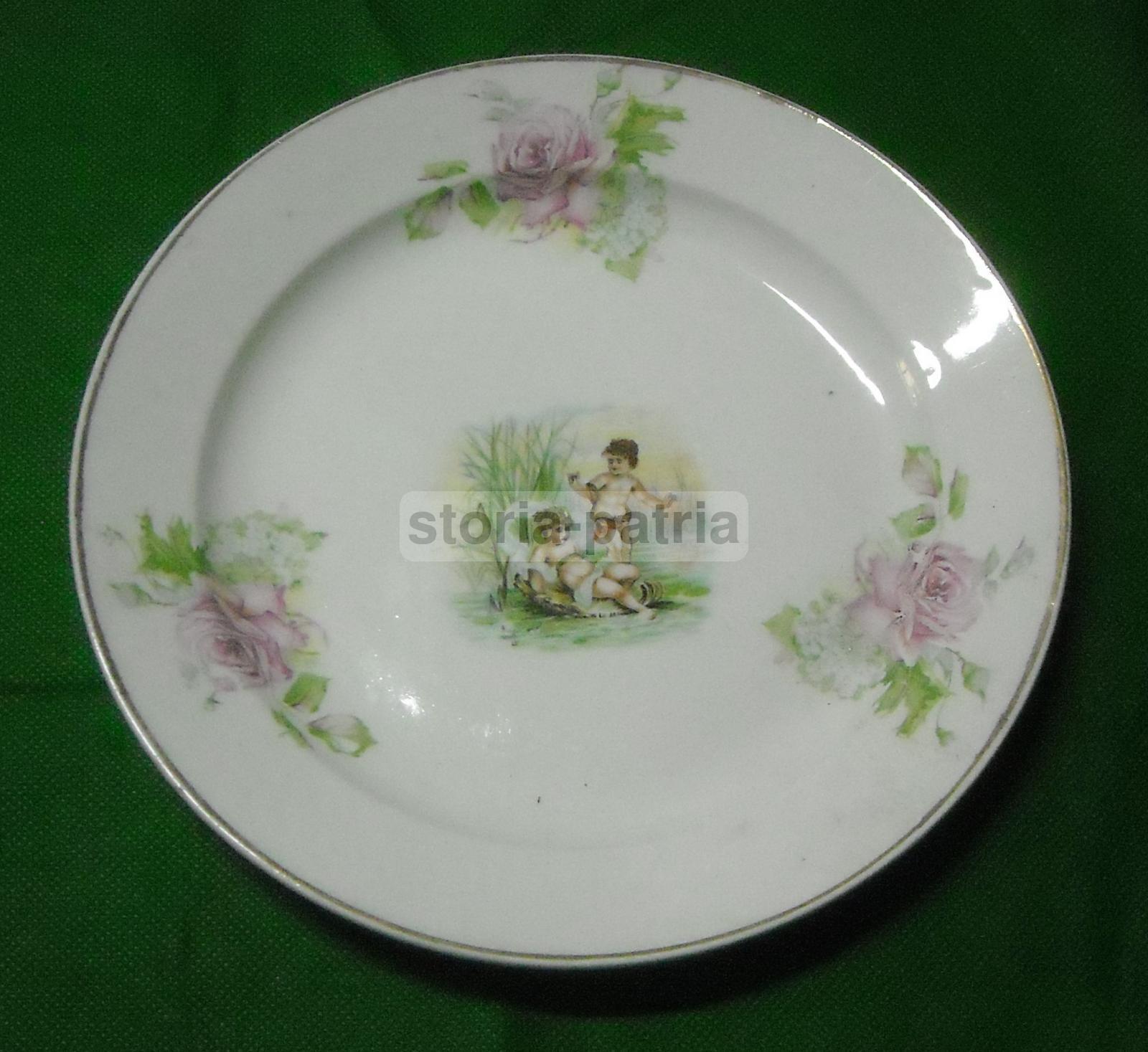 Sicilia, Palermo, Ceramica Florio, Bellissimo Piatto d'Epoca, Con Miniatura E Fiori immagine 1