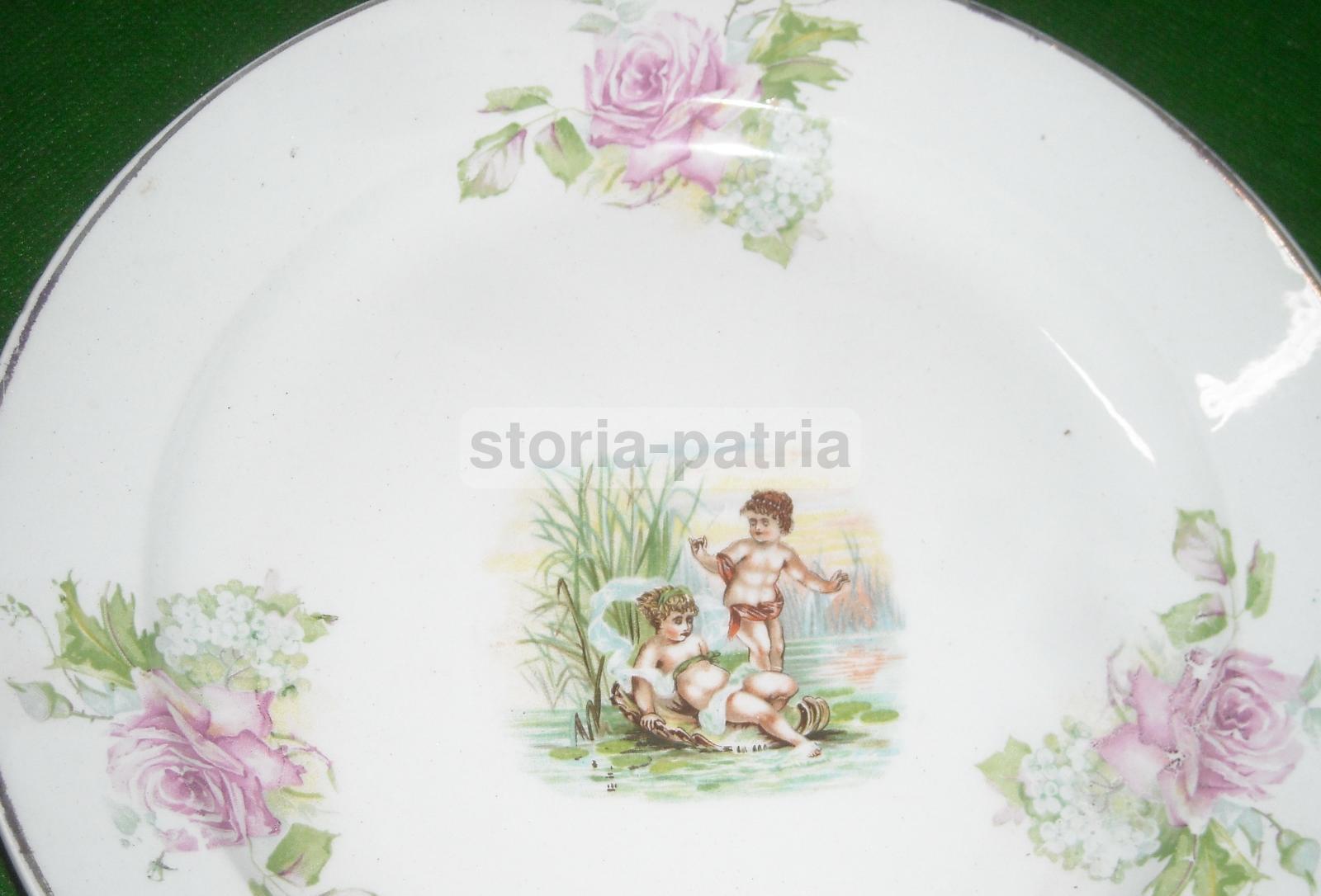 Sicilia, Palermo, Ceramica Florio, Bellissimo Piatto d'Epoca, Con Miniatura E Fiori immagine 2