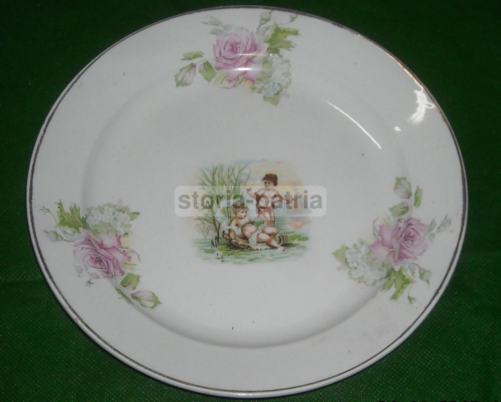 Sicilia, Palermo, Ceramica Florio, Bellissimo Piatto d'Epoca, Con Miniatura E Fiori immagine 3