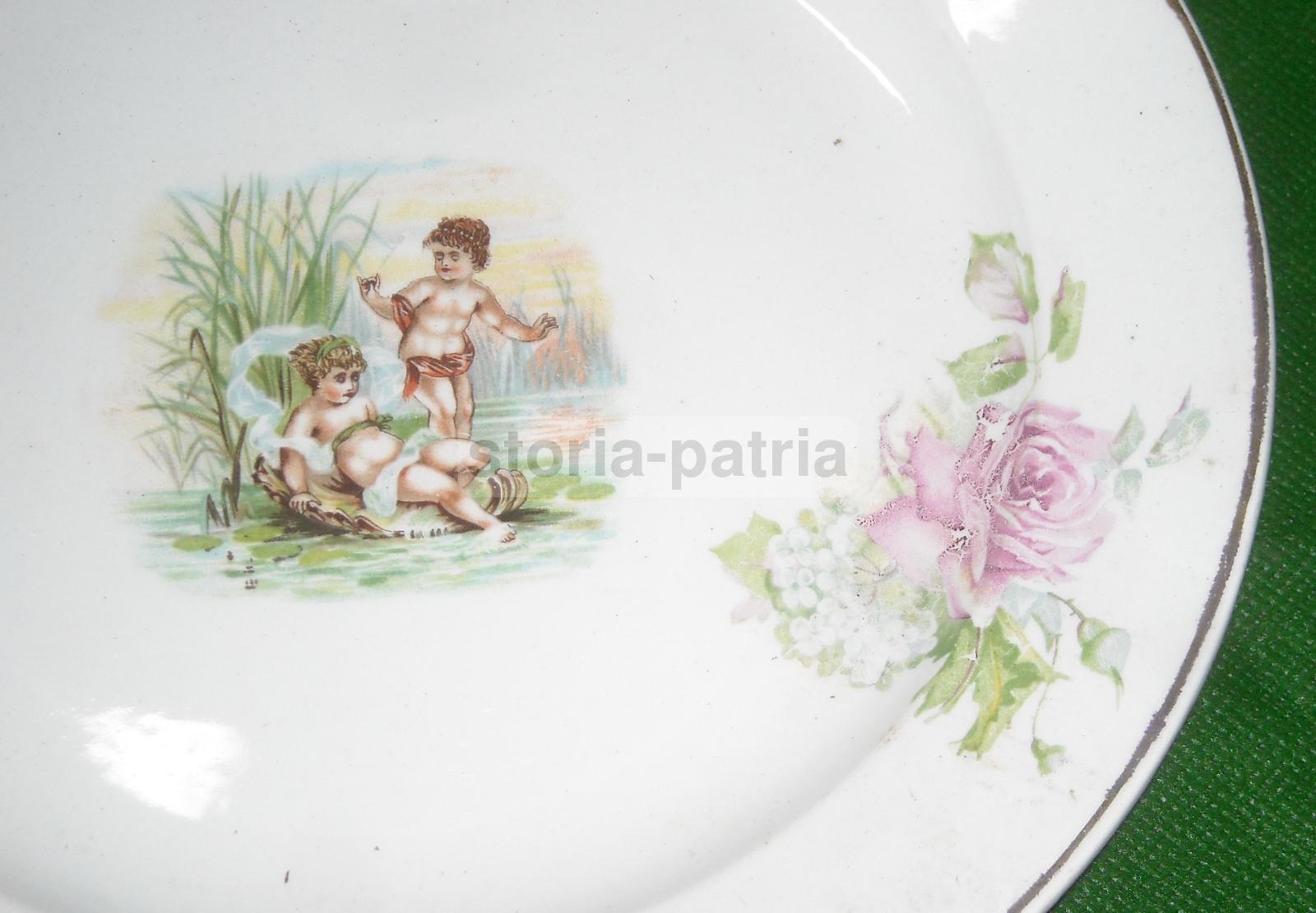 Sicilia, Palermo, Ceramica Florio, Bellissimo Piatto d'Epoca, Con Miniatura E Fiori immagine 4