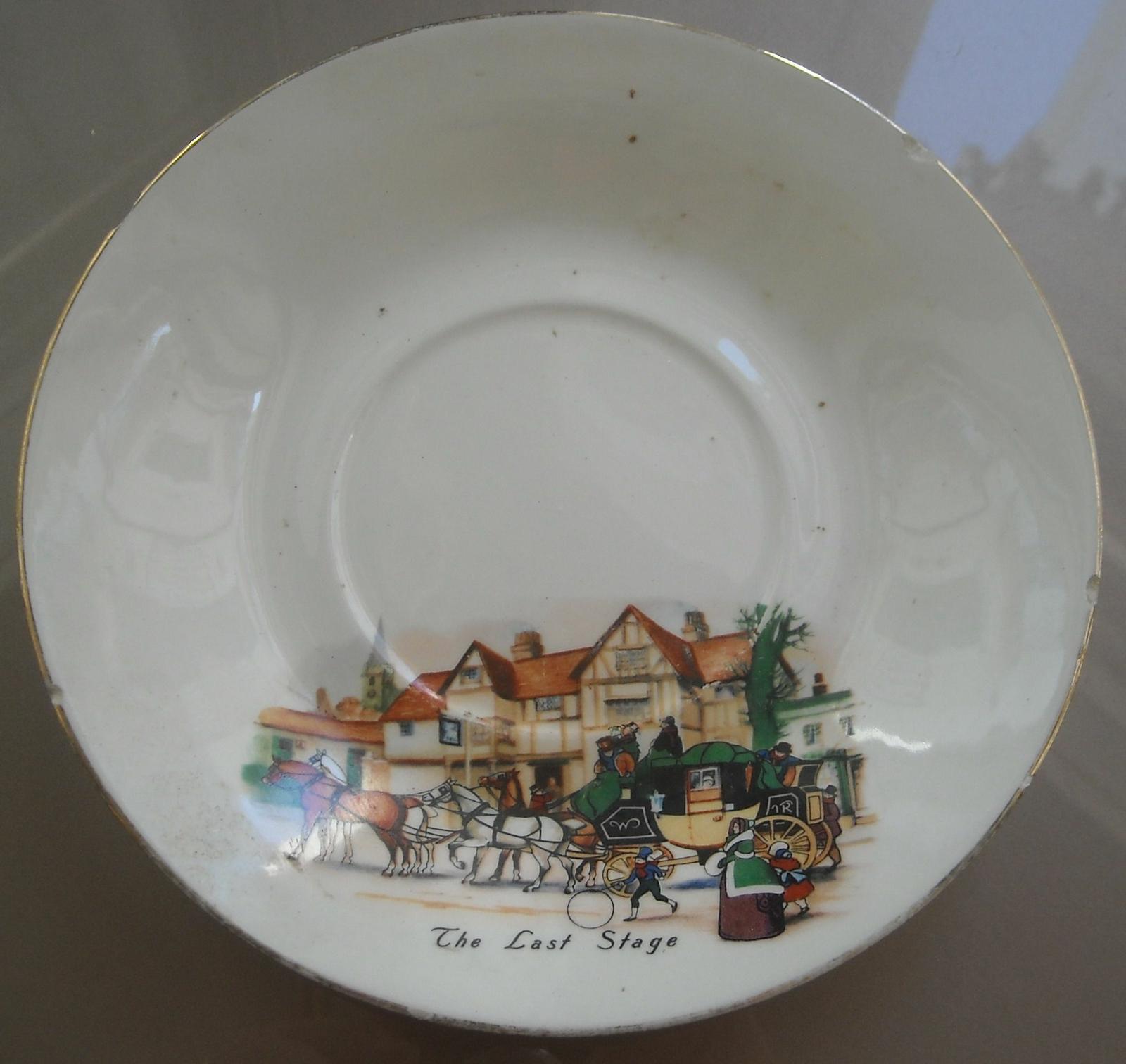 Treviso, Decorativo Piatto Figurato, Paesaggio d'Epoca Con Diligenza, Gioco Cerchio immagine 4